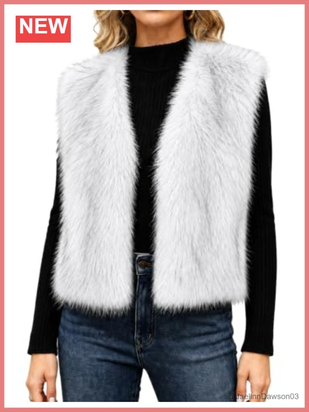 Faux Fur Cropped V-Neck Sleeveless Button Vest Outerwear